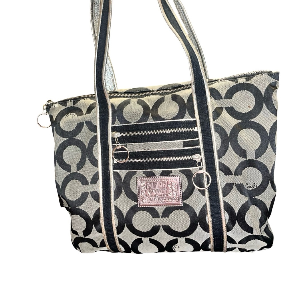 Coach Black and Gray Poppy Tote